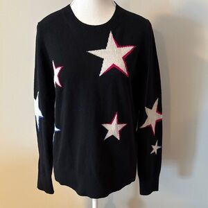 Banana Republic Italian Merino Wool Blend Star Black Sweater. Size Medium